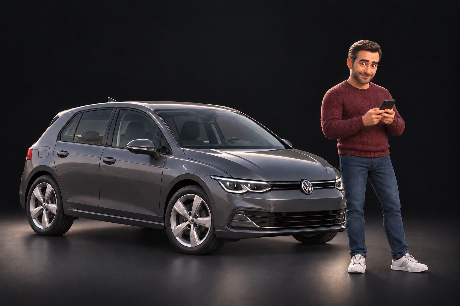 Otto mit seinem Volkswagen Golf